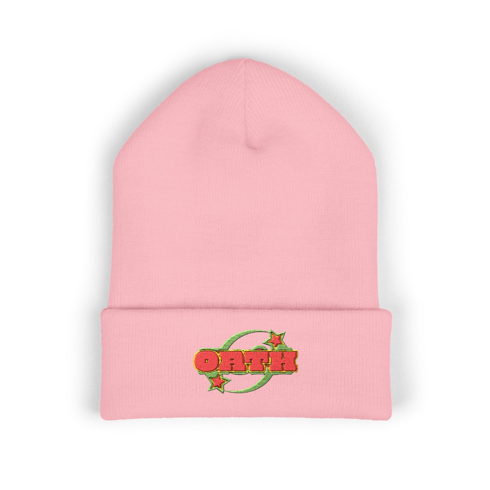 Embroidered 'OATH' Floral Logo Cuffed Beanie — Cozy Winter Knit Hat - OathUniverse
