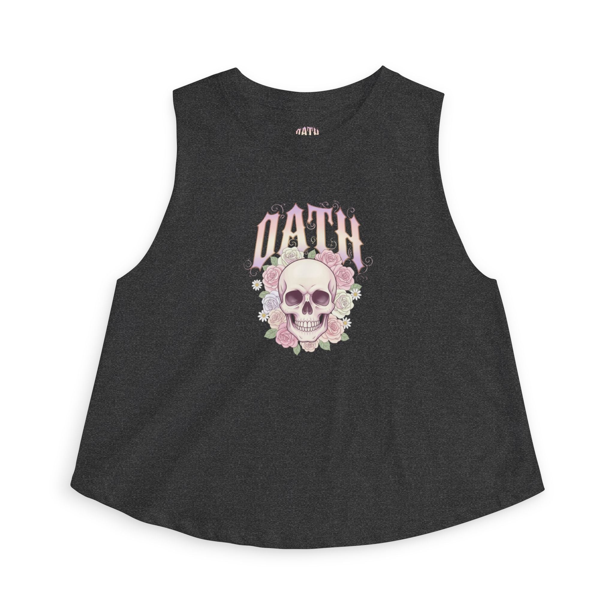 Skull & Roses Crop Top — Vintage Gothic Floral Graphic - OathUniverse