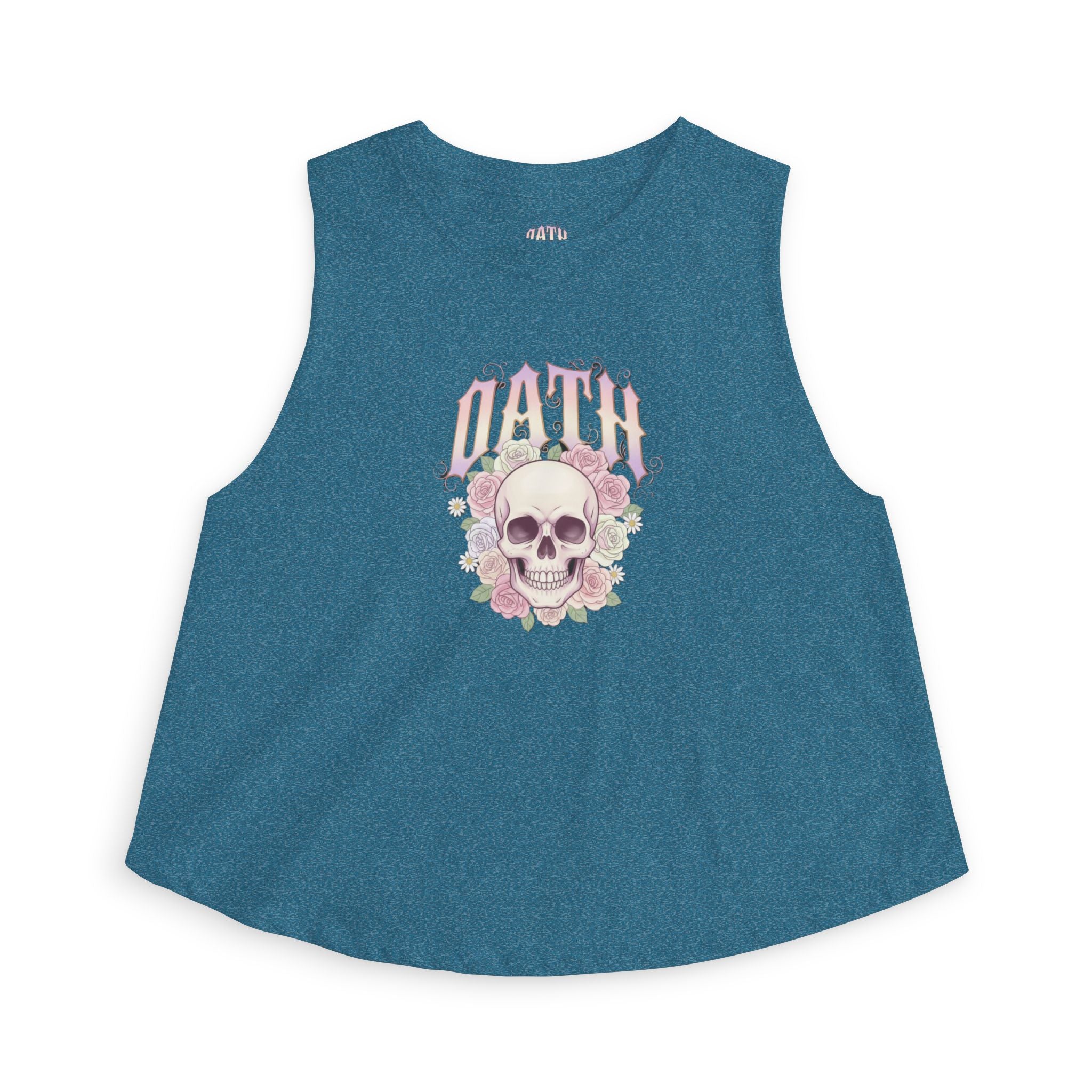 Skull & Roses Crop Top — Vintage Gothic Floral Graphic - OathUniverse