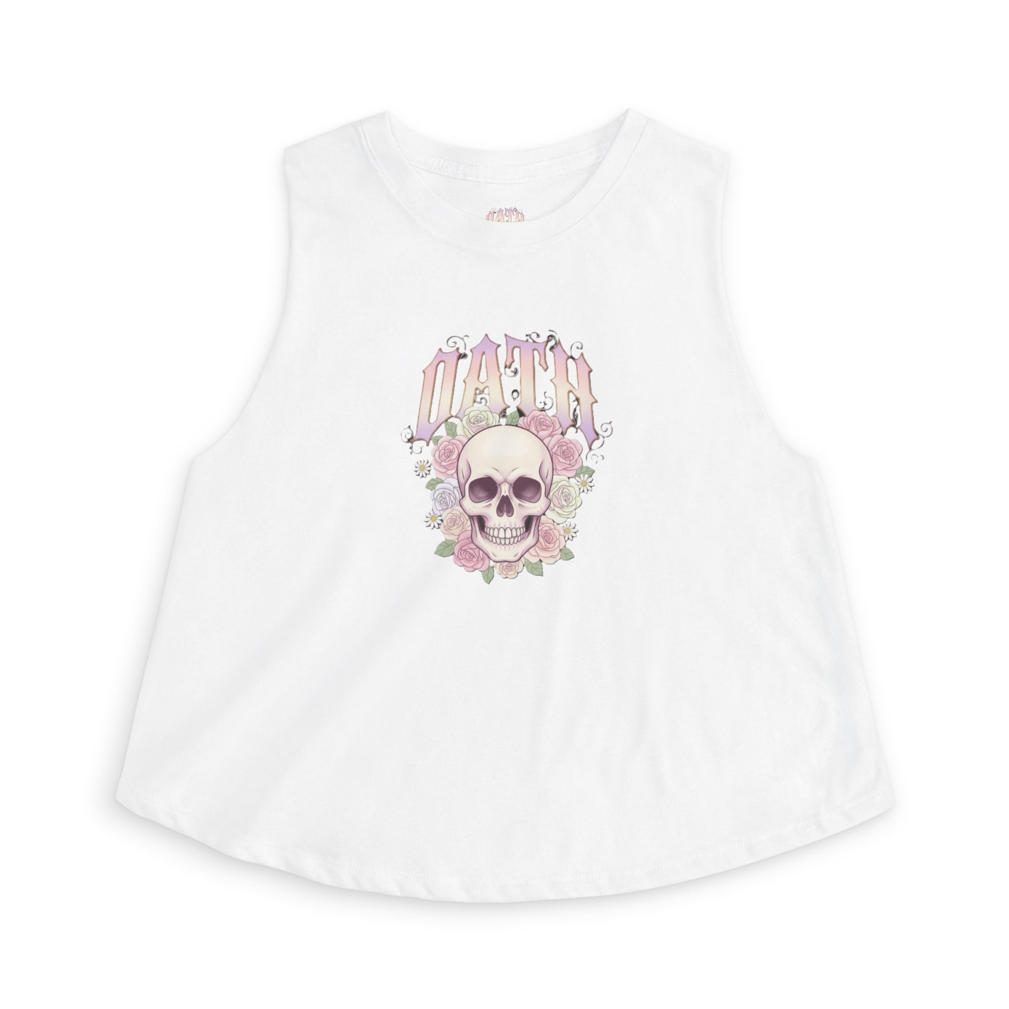 Skull & Roses Crop Top — Vintage Gothic Floral Graphic - OathUniverse