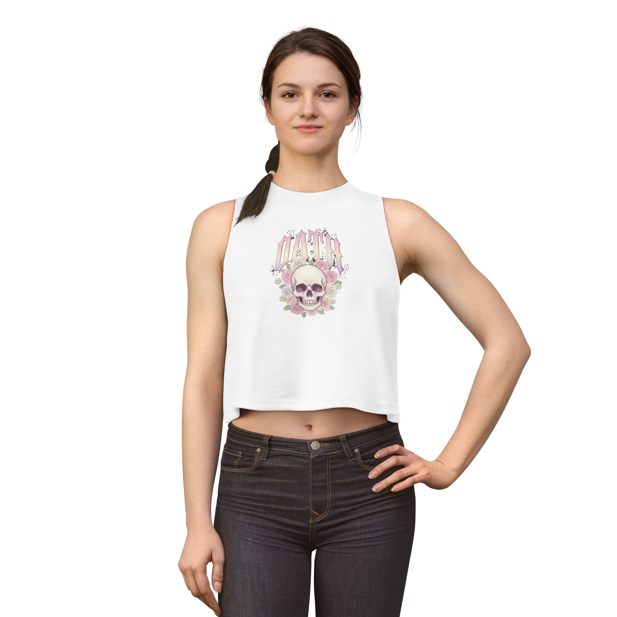 Skull & Roses Crop Top — Vintage Gothic Floral Graphic - OathUniverse