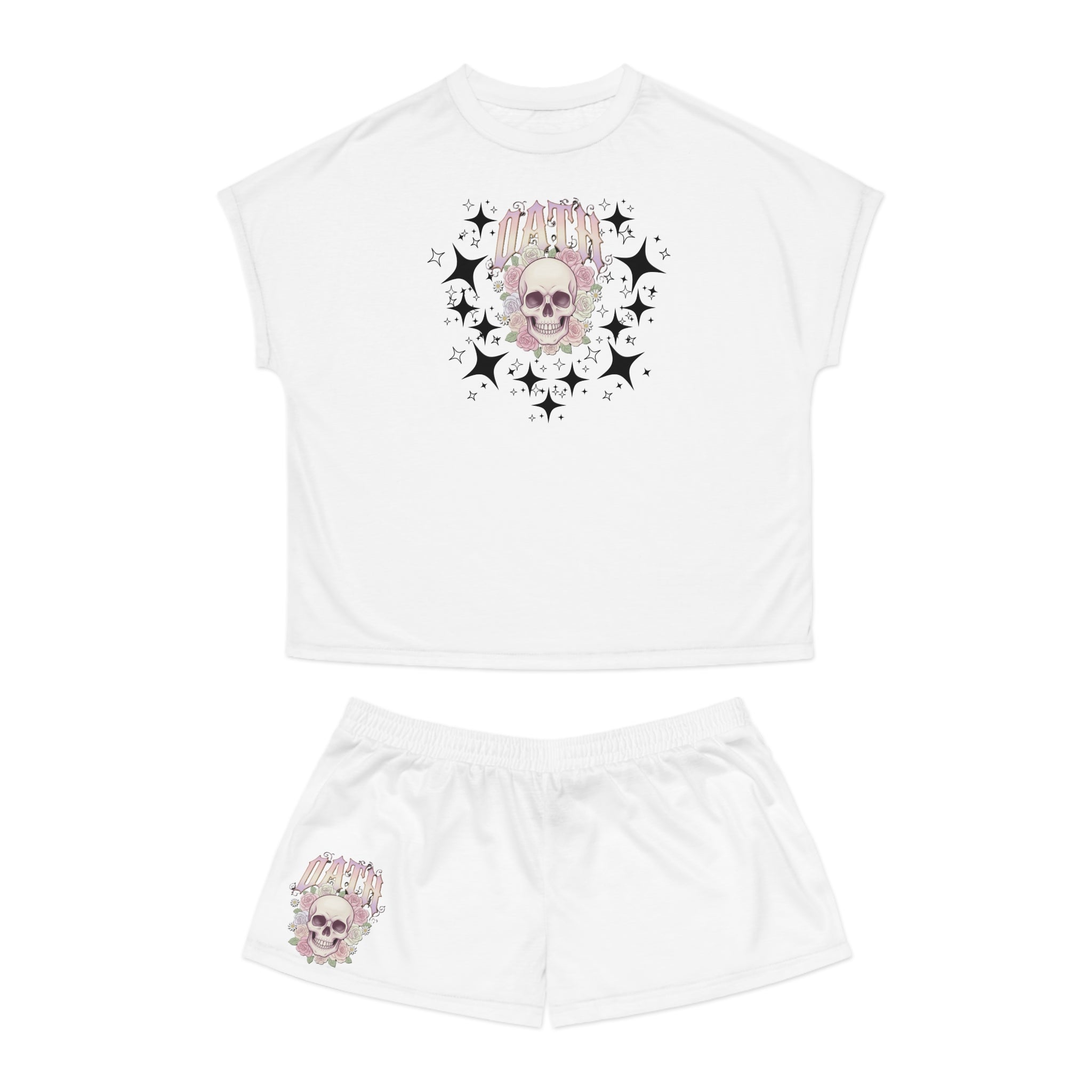 Women's Skull & Roses Pajama Set — 'Oath' Graphic Short Sleep Set - OathUniverse