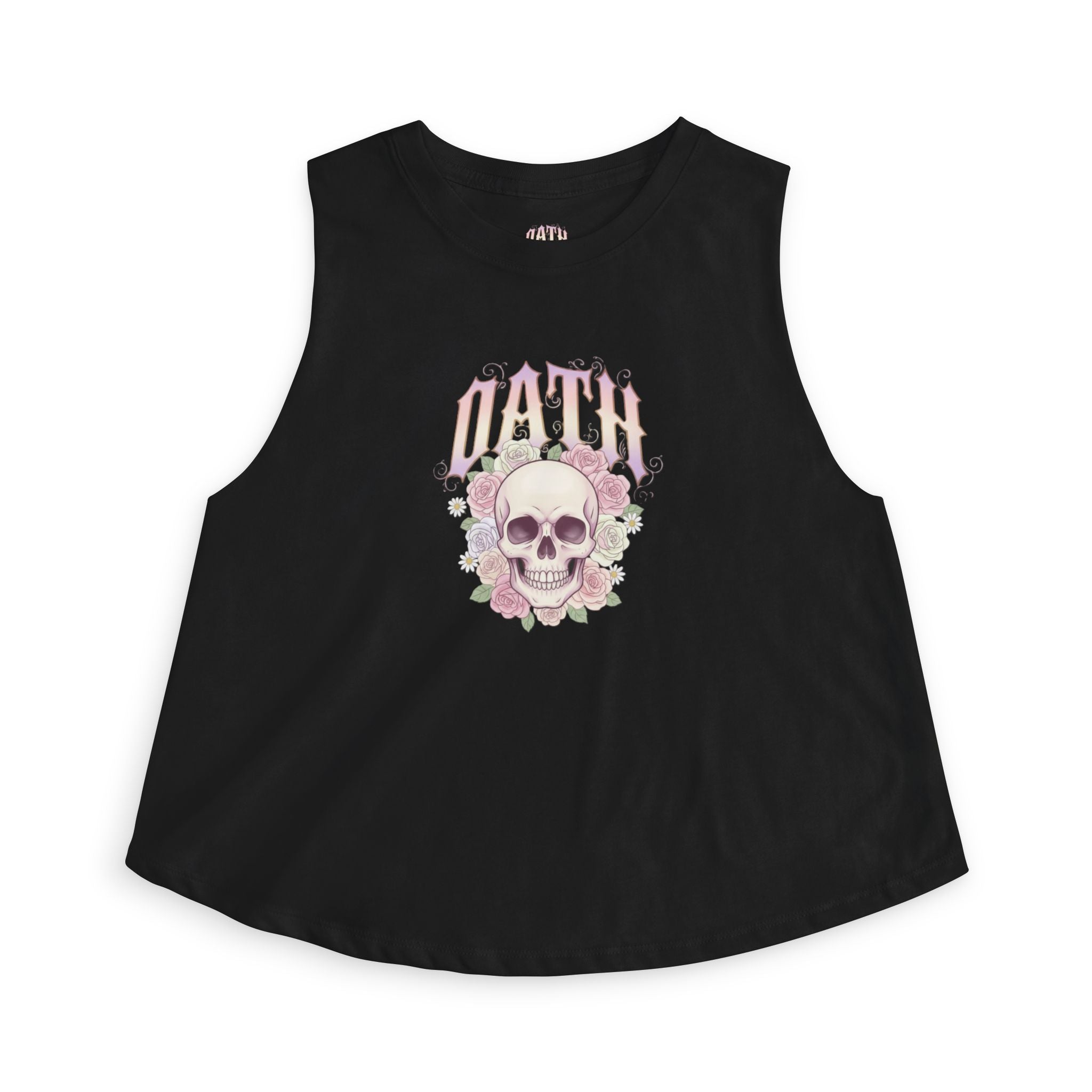 Skull & Roses Crop Top — Vintage Gothic Floral Graphic - OathUniverse
