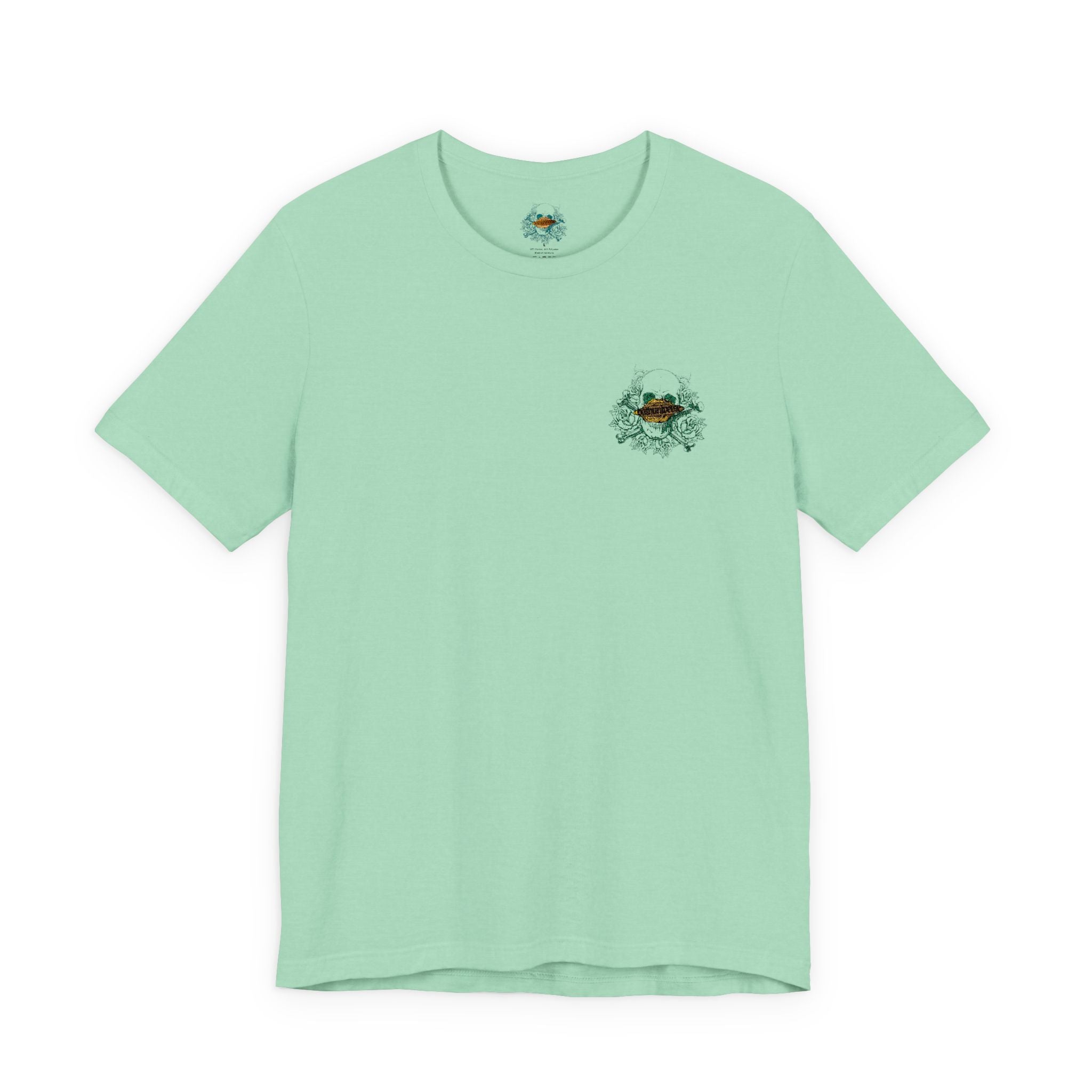 White Tee with Floral Skull Chest Logo — Organic Garden Vibe T-Shirt - OathUniverse